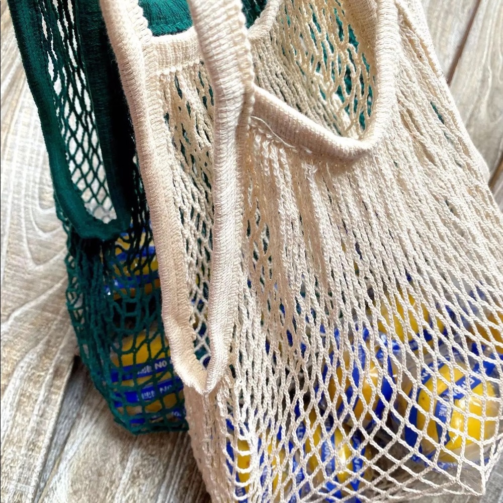 Bag mesh fish net shopping grocery fruit reusable cream Multiuse market - Picture 6 of 13